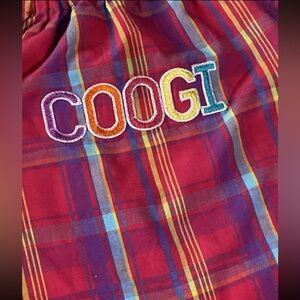 new! COOGI Baby Girls Plaid Summer Romper Pink Ruffle Leg Size 6/9 mo Spell Out